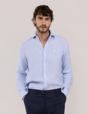 Camisa casual El Ganso de lino manga larga para hombre