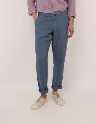 Pantalón casual regular regular el ganso de lino para hombre