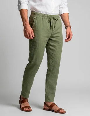 Pantalón playa recto faherty de lino para hombre