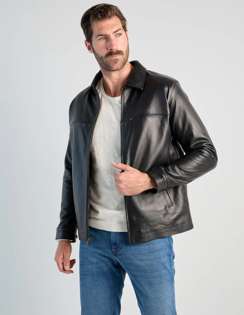 Chamarra casual M Domit de piel bovino para hombre