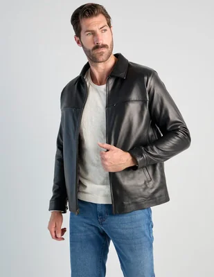 Chamarra casual M Domit de piel bovino para hombre