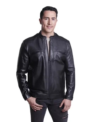 Chamarra casual Gerhel de piel con bolsillos para hombre