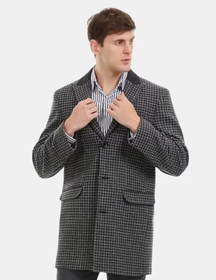 Abrigo Vittorio Forti de lana con bolsillos estampado pata de gallo para hombre