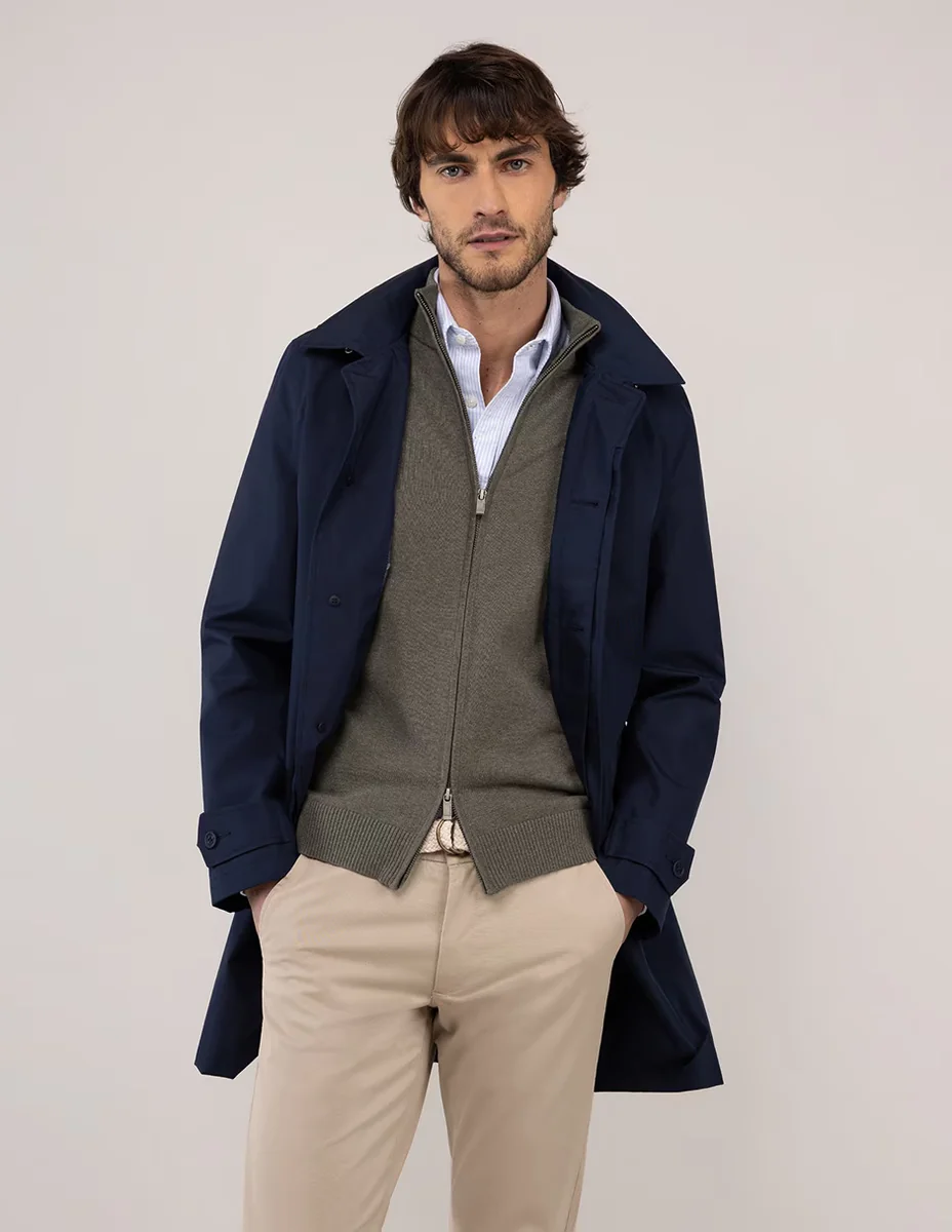 Gabardina largo el ganso para hombre