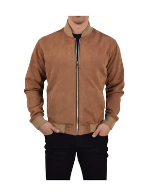 Chamarra casual John Leopard Suede Bomber con bolsillos para hombre