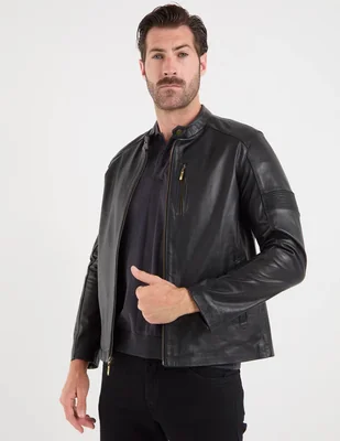Chamarra casual Jbe de piel para hombre