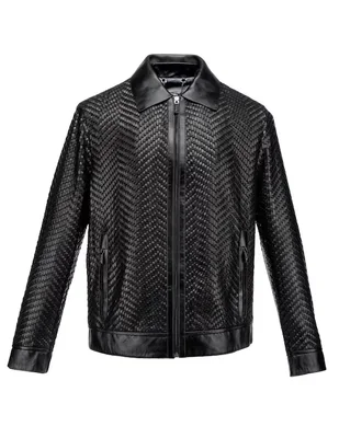 Chamarra casual Cuadra de piel para hombre