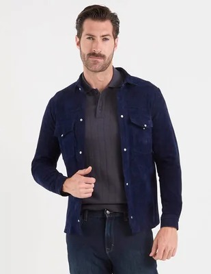 Chamarra denim M Domit de gamuza con bolsillos para hombre