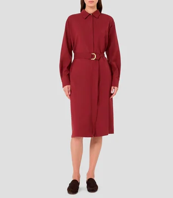 Vestido Casual Midi Liso Manga Larga Mujer