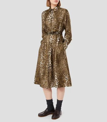 Vestido casual midi manga larga animalprint Mujer