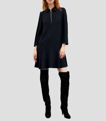 Vestido corto manga 7/8 liso Carla Mujer