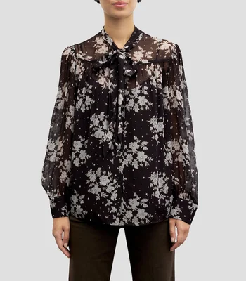 Blusa con estampado floral manga larga Mujer