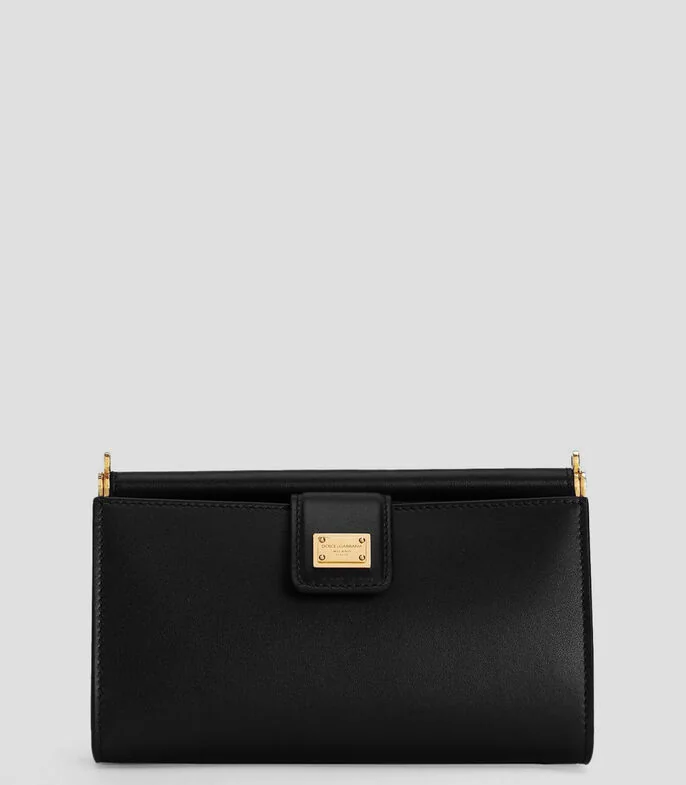 Bolsa clutch negra en piel lisa Mujer