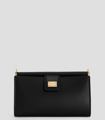 Bolsa clutch negra en piel lisa Mujer