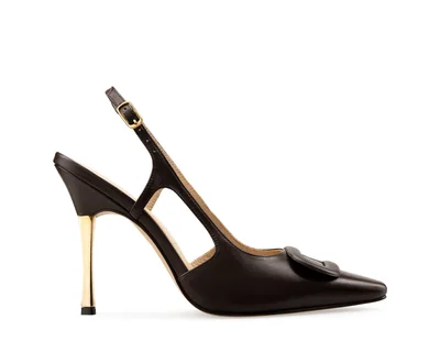Zapatillas De Tacón Davenia De Piel Para Dama Mod. Azalea Chocolate