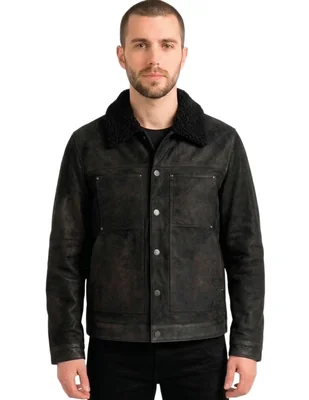 Chamarra casual Lastwolf de piel texturizado para hombre