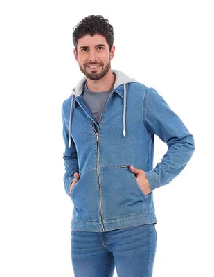 Chamarra denim Buffalo Jeans David Bitton de mezclilla capucha desmontable para hombre