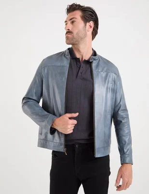 Chamarra casual Jbe de piel para hombre