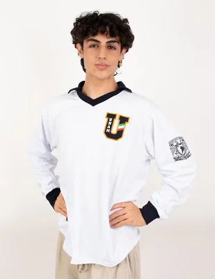 Jersey de pumas de la UNAM conmemorativo de Lionel Messi manga larga Garra Azul para hombre