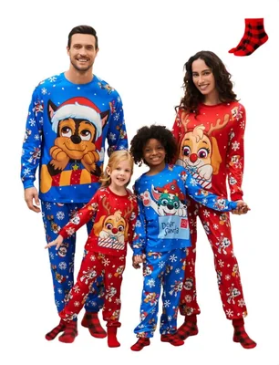 Pijamas Navideños Familiares a Juego Paw Patrol de Algodón Orgánico