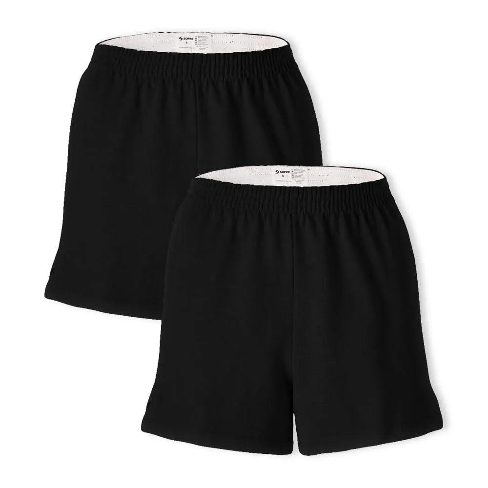 Shorts Soffe para mujer Authentic Cheer negro talla grande pack de 2