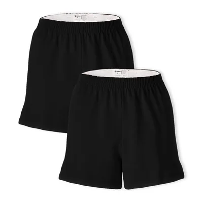 Shorts Soffe para mujer Authentic Cheer negro talla grande pack de 2