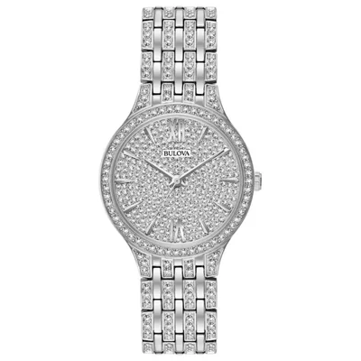 Reloj Bulova 96L243 para dama con cristales y acero inoxidable quartz