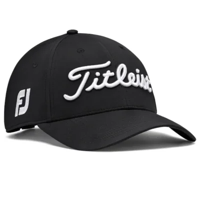 Gorra de golf Titleist Tour Performance negra y blanca