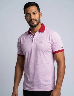 Playera Pavini cuello polo rosa para hombre