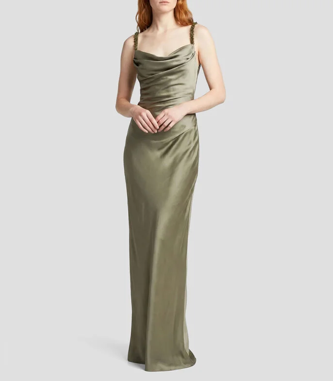 Vestido largo liso Mujer