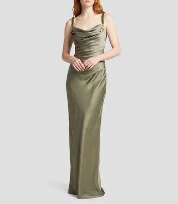 Vestido largo liso Mujer