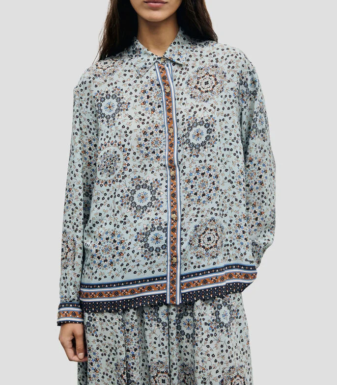 Blusa estampada manga larga Mujer