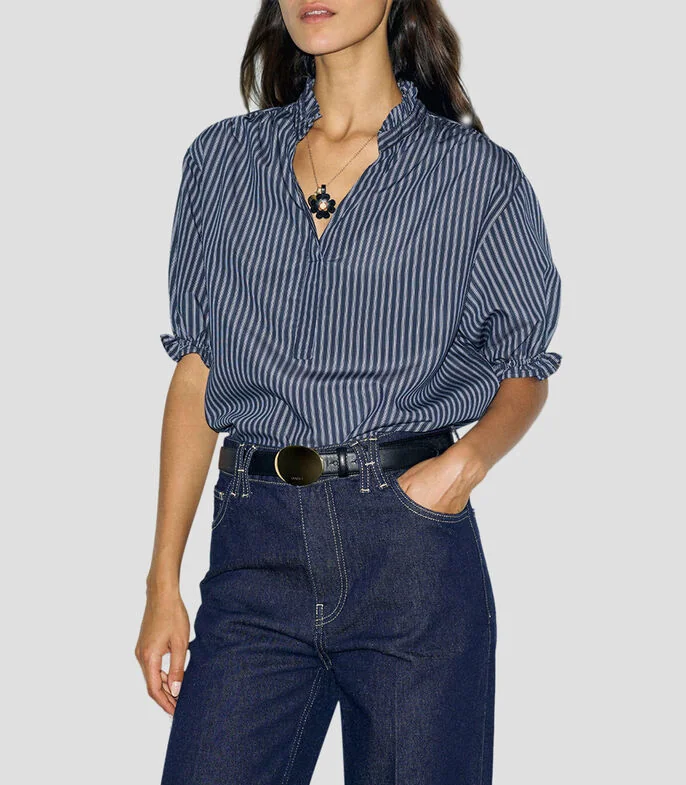 Blusa de rayas manga corta Mujer