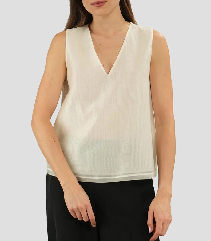 Blusa con diseño liso sin manga Mujer