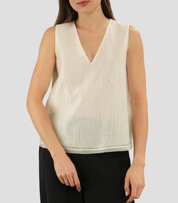 Blusa con diseño liso sin manga Mujer