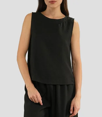 Blusa con diseño liso sin manga Mujer