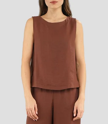 Blusa lisa sin mangas Mujer
