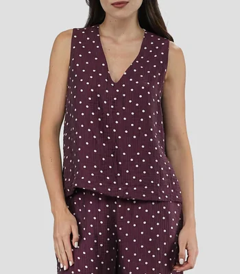 Blusa con polkadots sin mangas Mujer