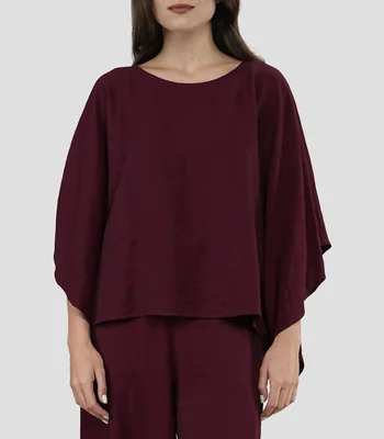 Blusa lisa manga corta Mujer