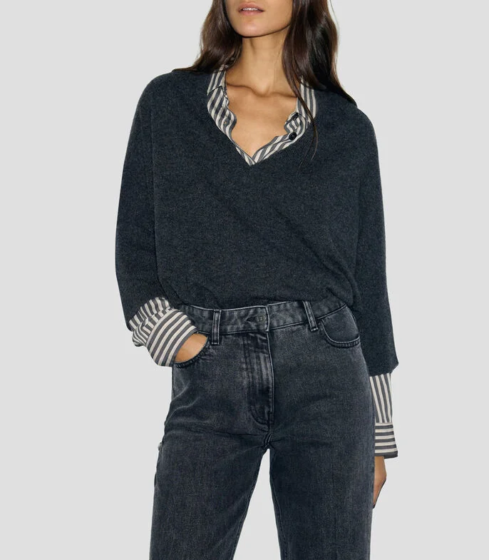 Suéter cuello V Mujer