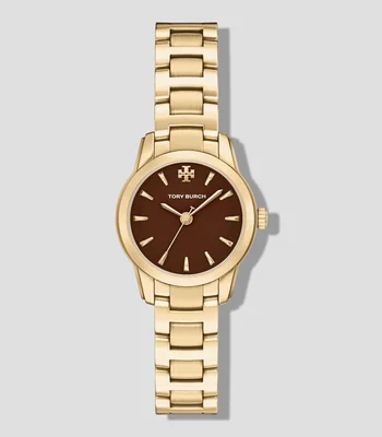 Reloj Miller Round Small Clásico Dorado, Café