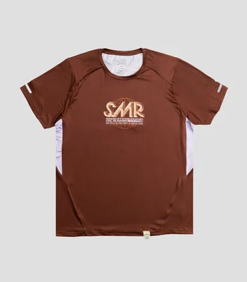 Playera para correr cuello redondo manga corta con estampado Hombre