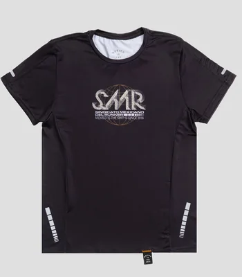 Playera para correr cuello redondo manga corta con estampado Hombre