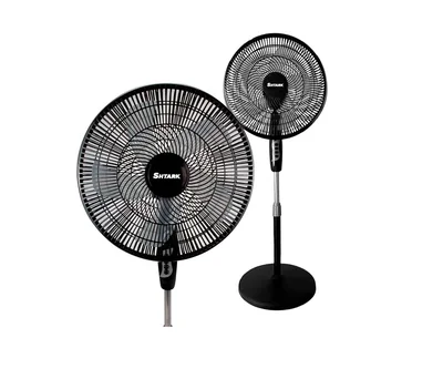 Set 2 Ventiladores de Pedestal Shtark SHTV16N2 16 pulgadas 3 Vel 5 Aspas Negro ORTY