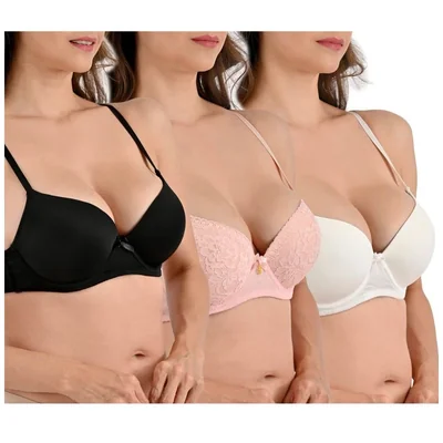 Set 3 Brasier con Varilla Y Encaje Daisy Fuentes para Mujer