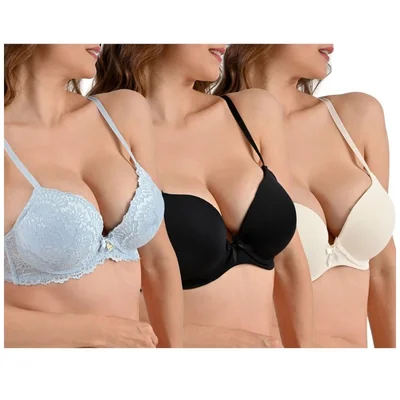Set 3 Brasier con Varilla Y Encaje Daisy Fuentes para Mujer