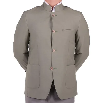 Saco Cuello Mao Casual Bolsillos Lmental para Hombre