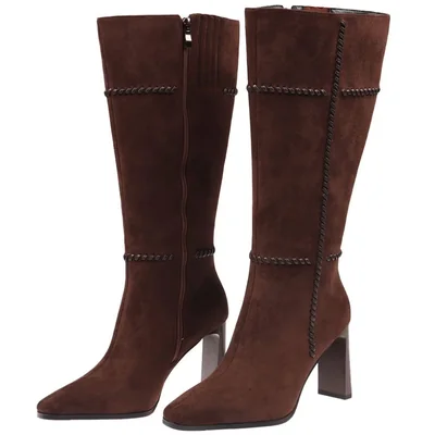 Botas Altas con Detalle de Tejido Wushinno para Mujer