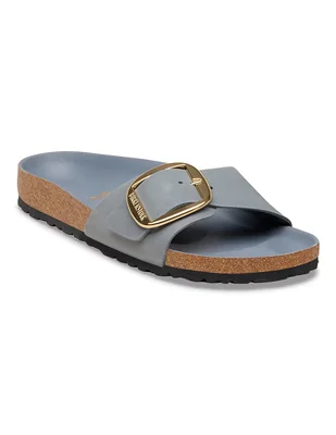 Sandalia birkenstock madrid big buckle leoi basalt gray hex para mujer