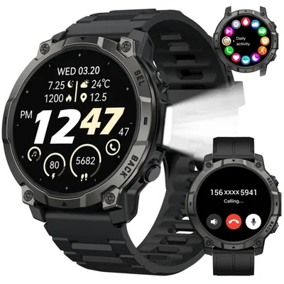 Smartwatch TitanSync Military 1.39" Resistente al Agua con LED y Llamadas